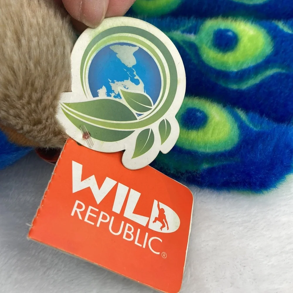 Wild Republic Core Peacock Plush Stuffed Animal Toy Realistic 12” NWT